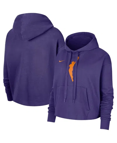 NIKE WOMEN'S NIKE PURPLE WNBA LOGOWOMAN TEAM 13 CROPPED PULLOVER HOODIE