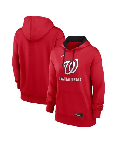 NIKE WOMEN'S RED WASHINGTON NATIONALS AUTHENTIC COLLECTION PERFORMANCE PULLOVER HOODIE