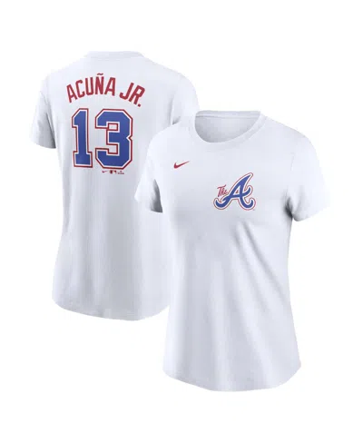 NIKE WOMEN'S RONALD ACUNA JR. WHITE ATLANTA BRAVES 2024 CITY CONNECT FUSE NAME NUMBER T-SHIRT