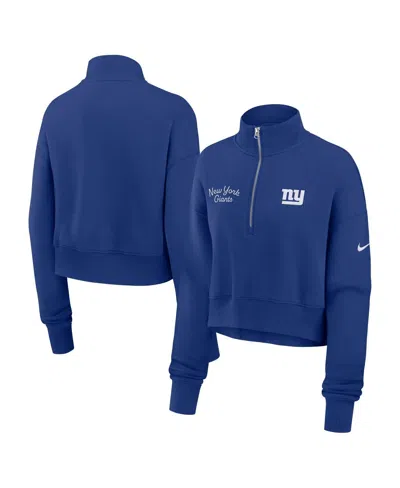 NIKE WOMEN'S ROYAL NEW YORK GIANTS PRIMETIME PHOENIX HALF-ZIP SWEATSHIRT