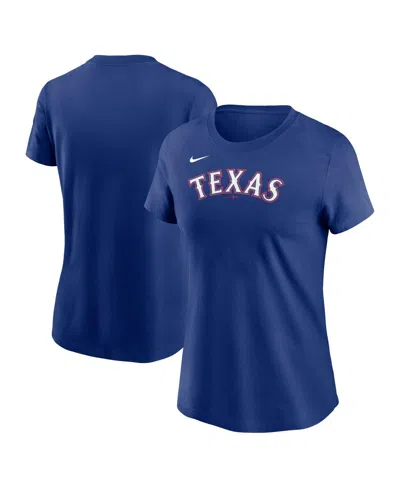NIKE WOMEN'S ROYAL TEXAS RANGERS WORDMARK T-SHIRT