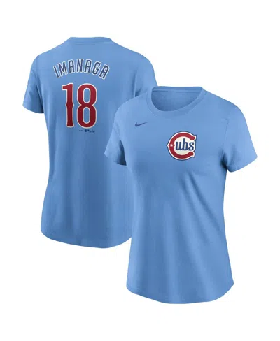 NIKE WOMEN'S SHOTA IMANAGA BABY BLUE CHICAGO CUBS FUSE NAME NUMBER T-SHIRT