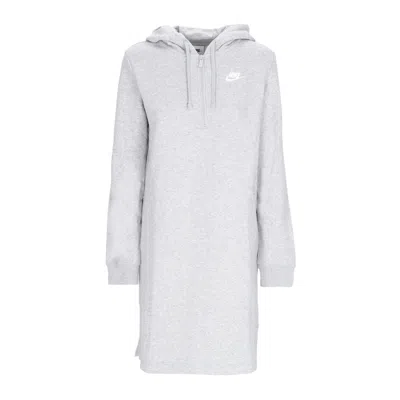 NIKE WOMEN'S SPORTSWEAR CLUB FLEECE HOODIE DRESS DK GRAY HEATHER/WHITE