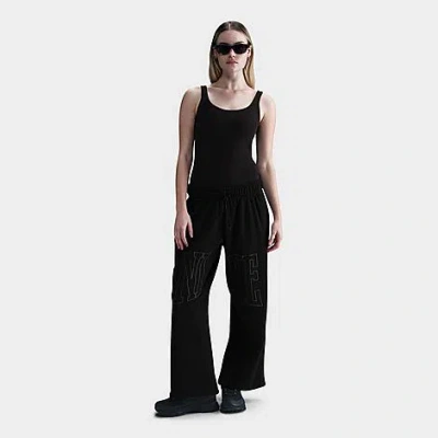 NIKE NIKE WOMEN'S SPORTSWEAR MID-RISE OVERSIZED OPEN-HEM FRENCH TERRY PANTS