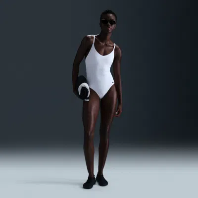 NIKE WOMEN'S SWIM WATER TEXTURE V-NECK ONE-PIECE