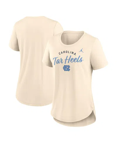 NIKE WOMEN'S TAN NORTH CAROLINA TAR HEELS SCRIPT LOGO TRI-BLEND T-SHIRT