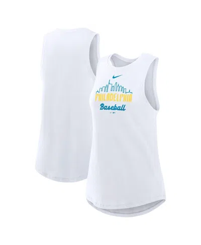 NIKE WOMEN'S WHITE PHILADELPHIA PHILLIES CITY CONNECT TRI-CODE HIGH NECK PERFORMANCE TANK TOP