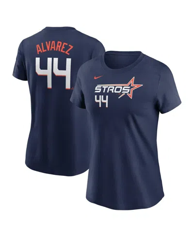 NIKE WOMEN'S YORDAN ALVAREZ NAVY HOUSTON ASTROS 2025 CITY CONNECT FUSE NAME NUMBER T-SHIRT