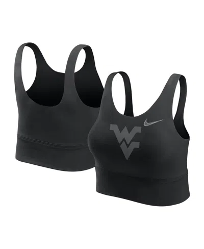 NIKE WOMEN'SÂ BLACK WEST VIRGINIA MOUNTAINEERS PERFORMANCE LONGLINE SPORTS BRA