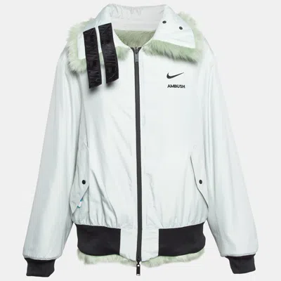 NIKE X AMBUSH JADE GREEN FAUX FUR REVERSIBLE JACKET L
