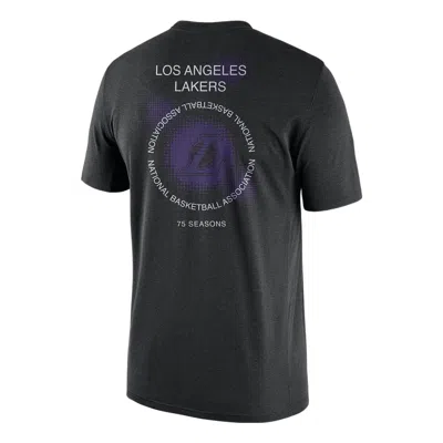 NIKE Nike x NBA Crossover Los Angeles Lakers Courtside Pattern Printing Round Neck Short Sleeve Black