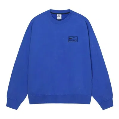 NIKE Nike x Stussy Acid Wash Crew Fleece 'Blue'