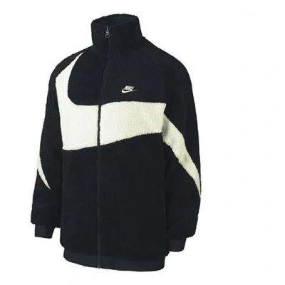 NIKE Nike Zipper Stand Collar polar fleece Large Logo Reversible Casual Sports Jacket Black