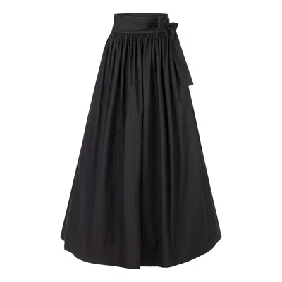NIKKA PLACE WOMEN'S BLACK MAXI SKIRT WITH HIGH WAIST & FRONT BOW