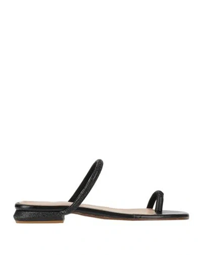 NILA & NILA NILA & NILA WOMAN THONG SANDAL BLACK SIZE 8 TEXTILE FIBERS