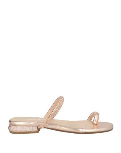 NILA & NILA NILA & NILA WOMAN THONG SANDAL ROSE GOLD SIZE 6 TEXTILE FIBERS