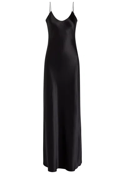 NILI LOTAN NILI LOTAN BLACK CAMI 100% SILK V-NECK GOWN UK8-10 / S
