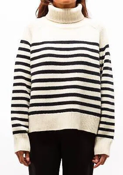 NILI LOTAN NILI LOTAN GIDEON SWEATER IN IVORY/DARK NAVY STRIPE - SIZE M
