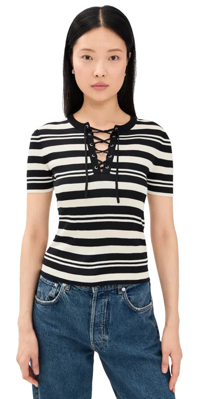 NILI LOTAN OAKLYNN SWEATER BLACK/IVORY STRIPE