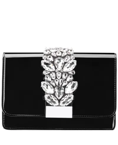 NINA CRYSTAL EMBELLISHED PATENT FLAP CLUTCH