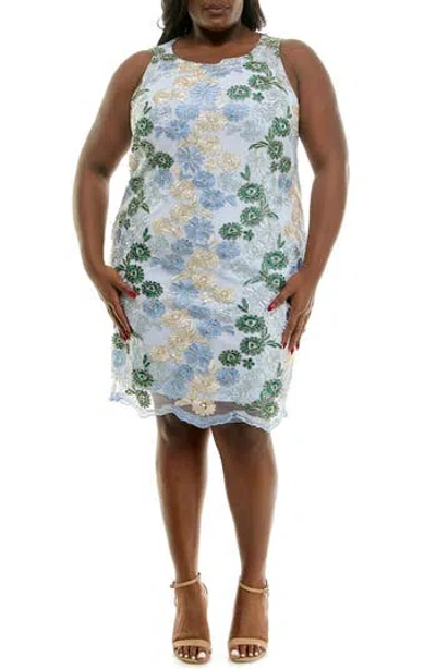 NINA LEONARD NINA LEONARD EMBROIDERED LACE SHEATH DRESS