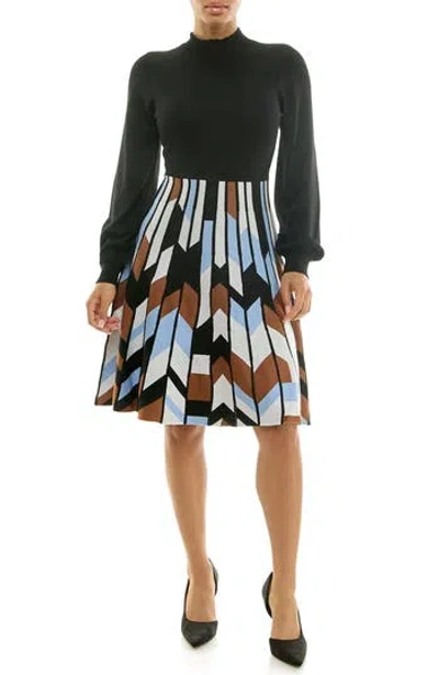 NINA LEONARD NINA LEONARD MOCK NECK LONG SLEEVE SWEATER DRESS