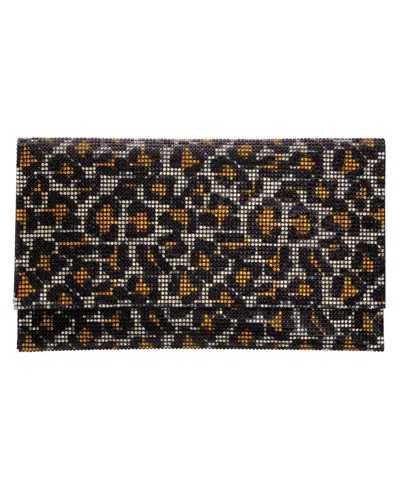 NINA LEOPARD PRINT ALL OVER CRYSTAL ENVELOPE CLUTCH
