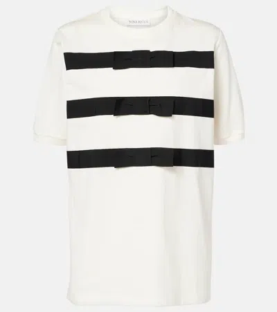 NINA RICCI BOW-DETAIL COTTON JERSEY T-SHIRT
