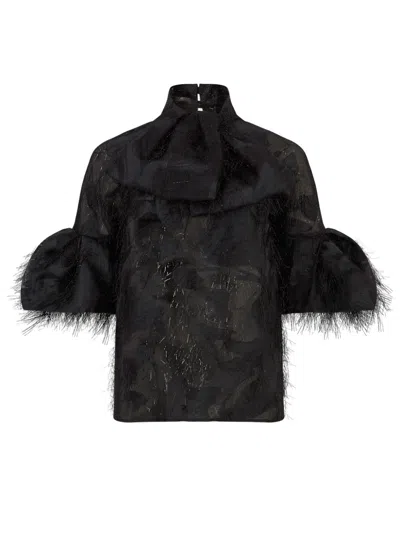 NINA RICCI PUFF-SLEEVE LAVALIERE BLOUSE