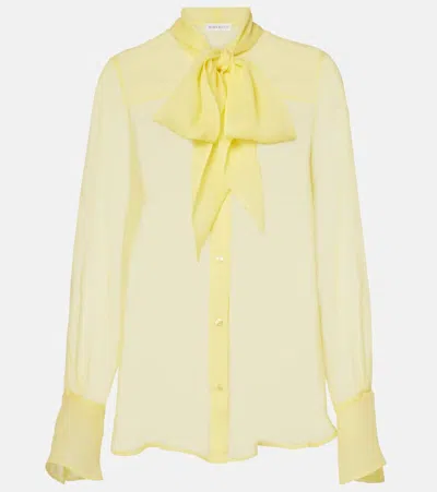 NINA RICCI SHEER TIE-NECK SILK CHIFFON BLOUSE
