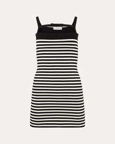 NINA RICCI STRIPE KNIT CUTOUT BOW MINI DRESS