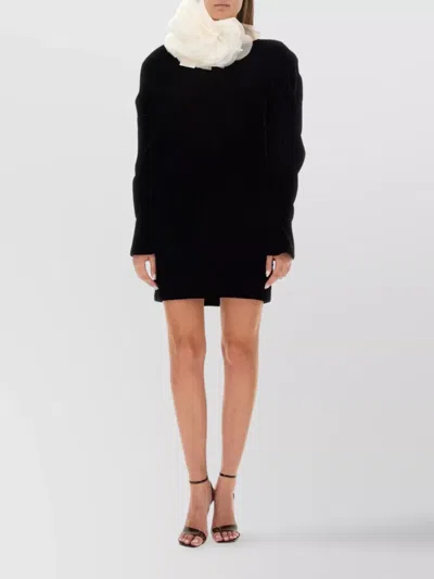 NINA RICCI VELVET FLORAL NECK MINI DRESS