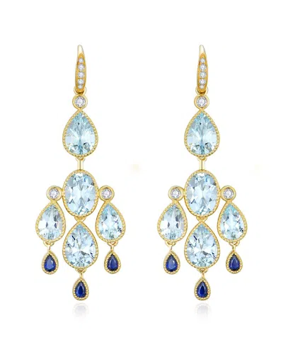 NINA ZHOU JEWELRY NINA ZHOU JEWELRY 14K 6.55 CT. TW. DIAMOND & AQUAMARINE , SAPPHIRE DROP EARRINGS