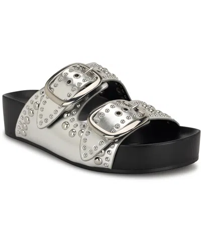 NINE WEST WOMEN'S FLINNE STUDDED DOUBLE BUCKLE SANDALS