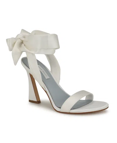 NINE WEST WOMEN'S KELSIE ANKLE WRAP SCULPTED HEEL SANDALS