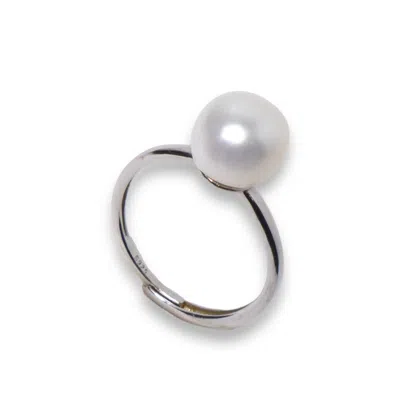 NINEMOO WOMEN'S CLASSIC PEARL SILVER RING