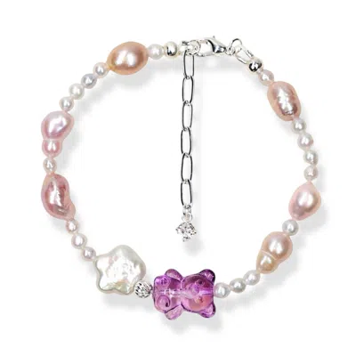 NINEMOO WOMEN'S CRYSTAL BEAR PEARL BRACELET