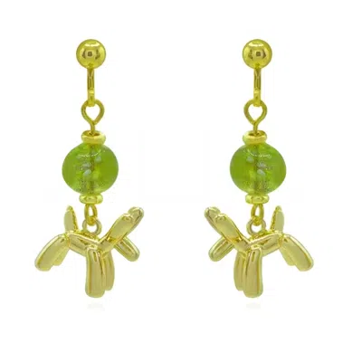 NINEMOO WOMEN'S GOLD LUSH BALLOON DOG CLIP EARRINGS