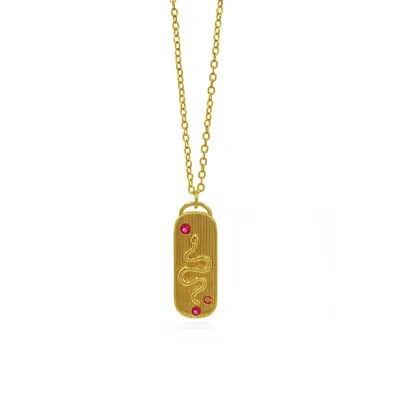 NINEMOO WOMEN'S GOLD RUBY SERPENT TOTEM NECKLACE