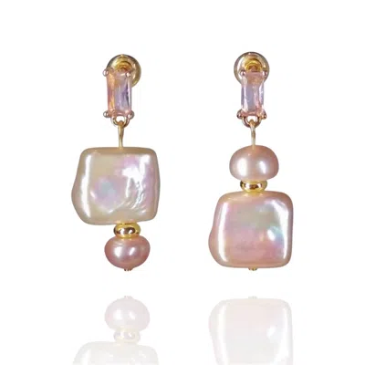 NINEMOO WOMEN'S PINK PERFUME BOTTLE PEARL DROP EARRINGS