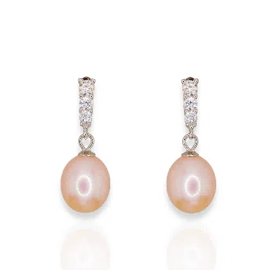 NINEMOO WOMEN'S SILVER / PINK PINK PEARL ELEGANCE STERLING SILVER EARRINGS