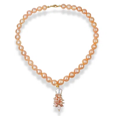 NINEMOO WOMEN'S PINK SOPHISTICATED PEARL CHRISTMAS TREE NECKLACE