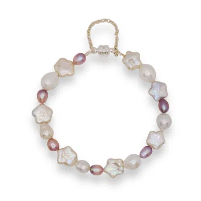 NINEMOO WOMEN'S WHITE / SILVER STARRY IRIDESCENT PEARL BRACELET