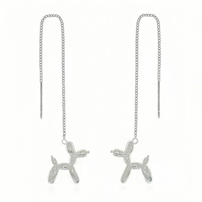 NINEMOO WOMEN'S STERLING SILVER POODLE THREADERS EARRINGS