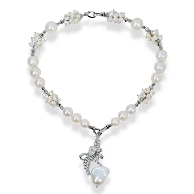 NINEMOO WOMEN'S WHITE CELESTIAL BLOSSOM PEARL NECKLACE