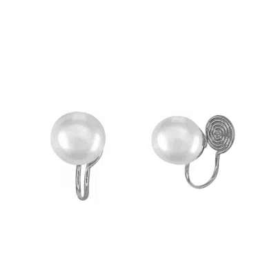 NINEMOO WOMEN'S WHITE / SILVER LUNAR PEARLS CLIPS EARRINGS