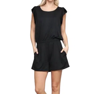 NINEXIS RUFFLED SLEEVE ROMPER IN BLACK