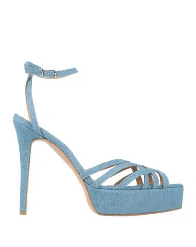 NINNI NINNI WOMAN SANDALS BLUE SIZE 8 TEXTILE FIBERS