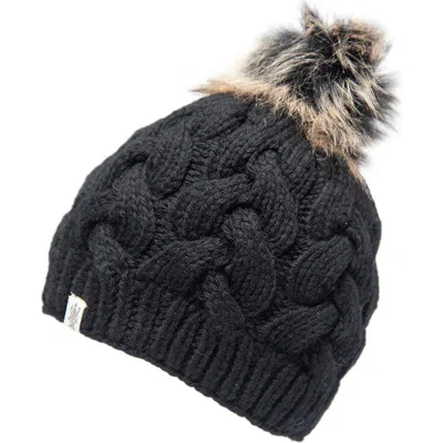 NIRVANNA DESIGNS NIRVANNA DESIGNS BOHEME CABLE BEANIE W/ FAUX FUR POM