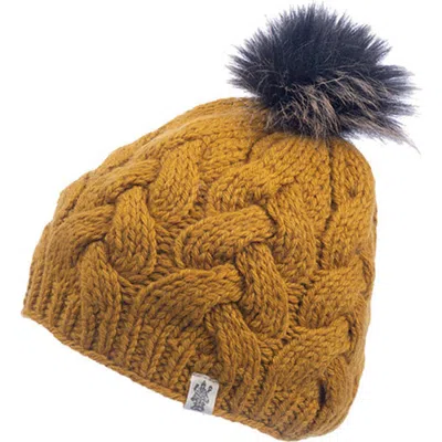 NIRVANNA DESIGNS NIRVANNA DESIGNS BOHEME CABLE BEANIE W/ FAUX FUR POM